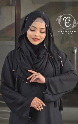 Sequin work mini pleated cotton hijab