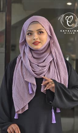 Sequin work mini pleated cotton hijab