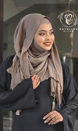 Sequin work mini pleated cotton hijab