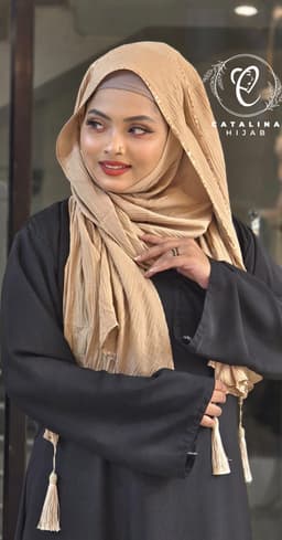 Sequin work mini pleated cotton hijab