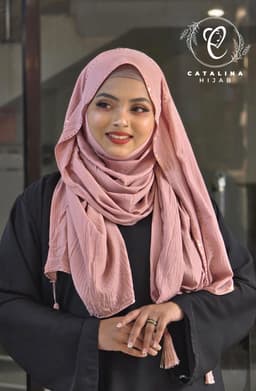 Sequin work mini pleated cotton hijab