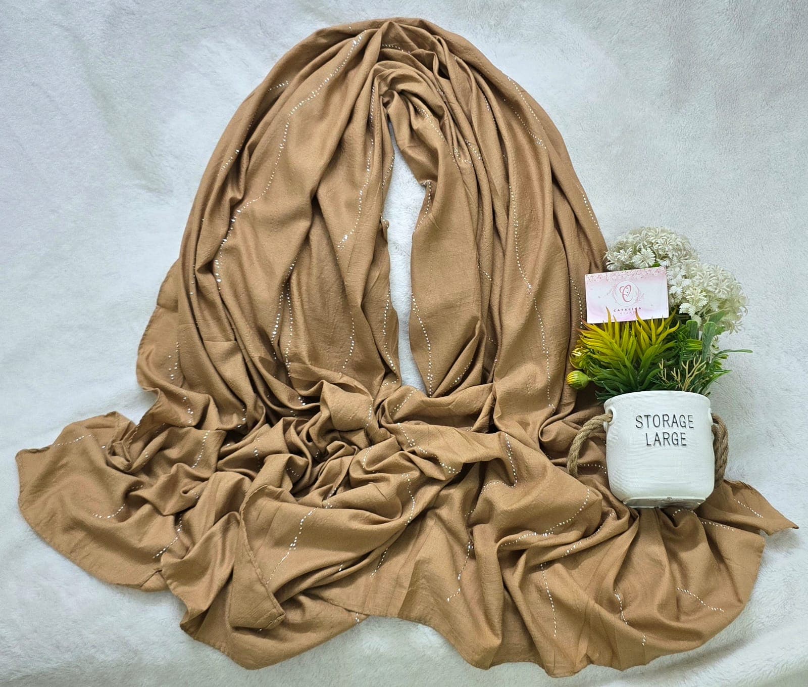 Bubbly soft stone work cotton hijab